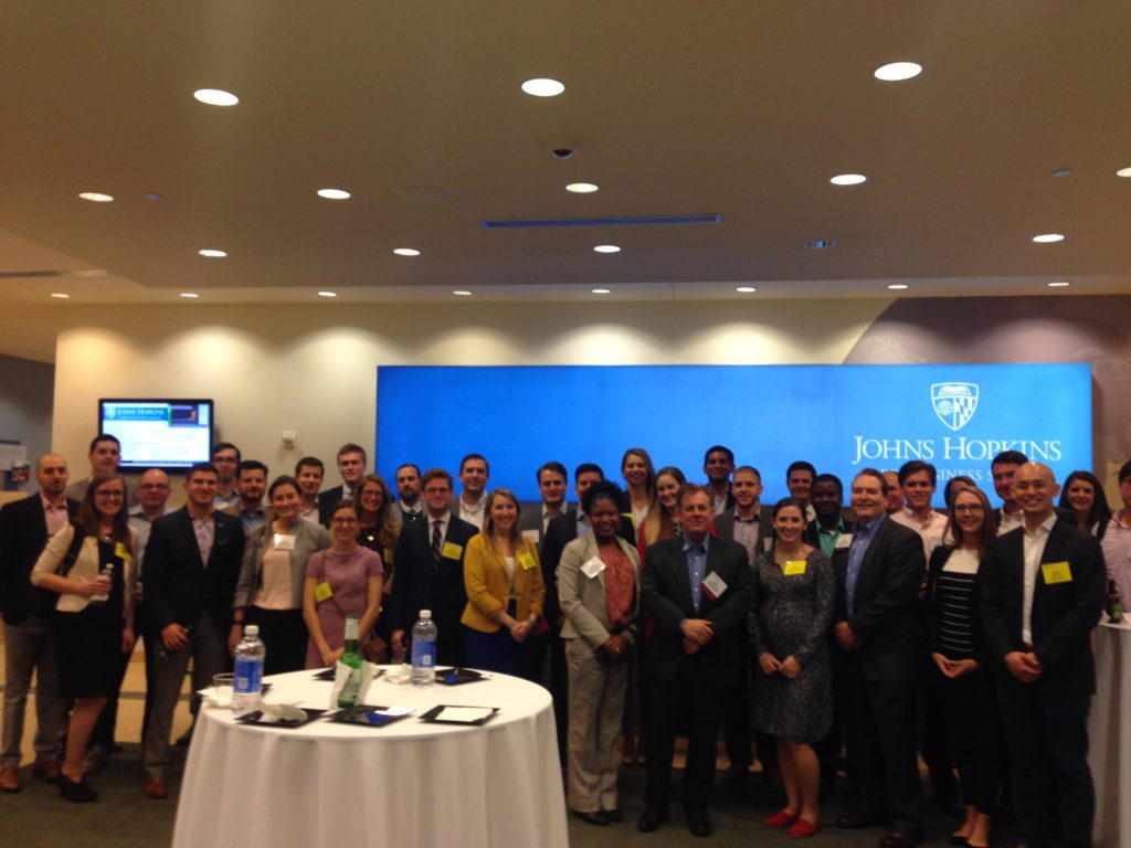 david warnock and guests at johns hopkins private equity venture capital club
